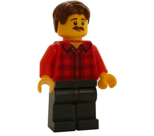 LEGO людина - Червоний Plaid Сорочка і Mustache Мініфігурка