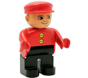 LEGO Man with 2 Yellow Buttons and Red Hat (flesh eyes)