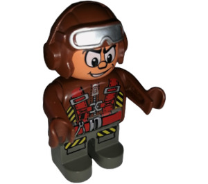 LEGO Man met Vliegenier Hoed en Jacket  Duplo Figuur