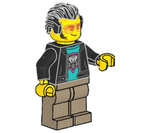 LEGO Mann mit Schwarz Jacke Minifigur