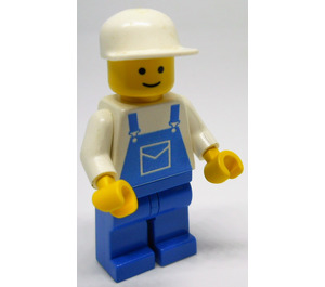 LEGO Man mit Blau Overall und Weiß Deckel Minifigur