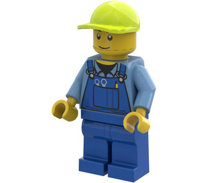 LEGO Man met Blauw Overalls, Limoen Pet Minifiguur