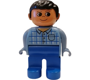 LEGO Man met Blauw Top Plaid met Pocket Duplo Figuur