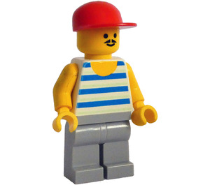 LEGO Man with Blue / White Stripes with Red Cap Minifigure