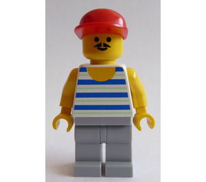 LEGO Man avec Bleu / blanc Rayures avec rouge Casquette Figurine