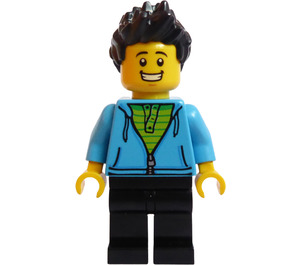 LEGO Man met Dark Azure Hoodie minifiguur