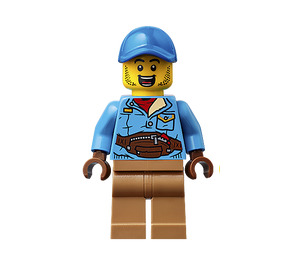 LEGO Man met Dark Azure Jacket en Riem Bag minifiguur