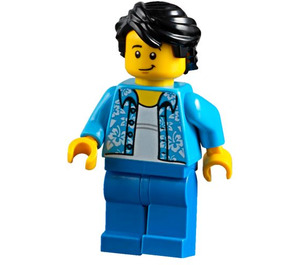 LEGO Man met Donker azuurblauw Open Shirt Minifiguur