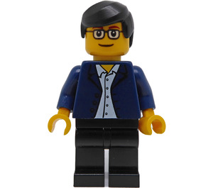 LEGO Man met Dark Blauw Jacket en Zwart Poten minifiguur