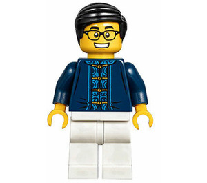 LEGO Man with Dark Blue Patterned Shirt Minifigure