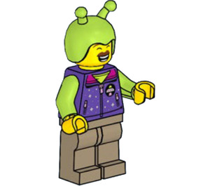 LEGO Man with Dark Purple Jacket and Lime Killer Moth Helmet