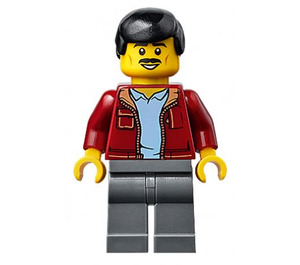 LEGO Hombre con Rojo oscuro Chaqueta Open en Azul Camisa Minifigura