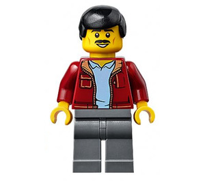 LEGO Man met Dark Rood Jacket Open Aan Blauw Shirt minifiguur