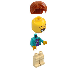 LEGO Man with Dark Turquoise Zipper Jacket Minifigure