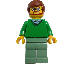 LEGO Mand med Grøn V-Neck Sweater Minifigur