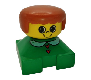 LEGO Man with Heart Buttons and Dark Orange Hair Duplo Figure