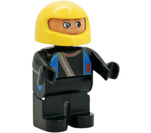 LEGO Man with Helmet and Racer Diagonal Zipper Print Duplo Figure