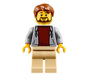 LEGO Człowiek z Medium Stone Szary Sweter I Broda Minifigurka