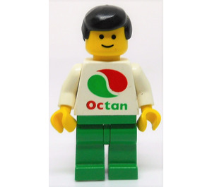 LEGO Man avec Octan logo et Noir Cheveux Figurine