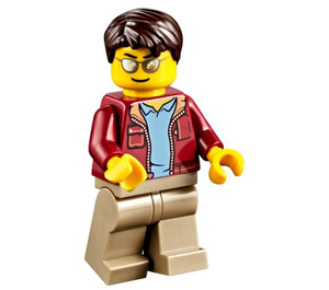 LEGO Man with Open Dark Red Jacket Minifigure