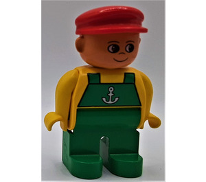 LEGO Man with Red Cap and Green Overalls with Anchor Duplo Figure