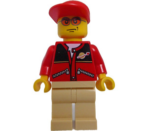 LEGO Muž s Červená Bunda Minifigurka a kšiltovka s dlouhým kšiltem