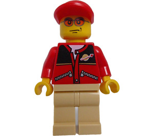 LEGO Man met Rood Jacket minifiguur en Pet met korte klep