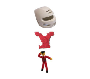 LEGO Man with Red Overalls with Technic Logo with Chest Plate and Helmet Technic Figure