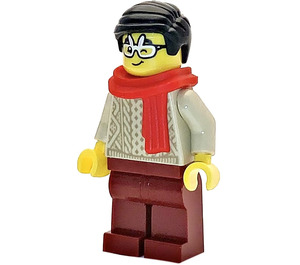 LEGO Man mit rot Schal und Bunny Glasses Minifigur