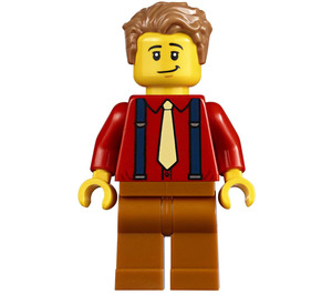 LEGO Mann mit Rot Hemd und Suspenders Minifigur