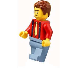 LEGO Man mit rot Shirt, tan Tie und suspenders Minifigur