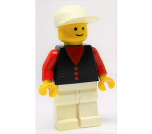 LEGO Man avec Shirt avec Buttons, blanc Jambes, blanc Casquette Figurine
