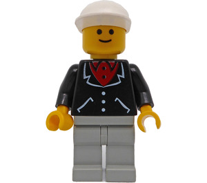 LEGO Man with Suit with 3 Buttons, White Cap Minifigure