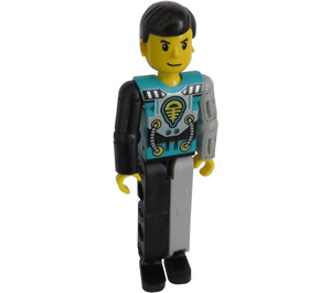 LEGO Man with Turquoise Torso and Mechanical Arm Technic Figure