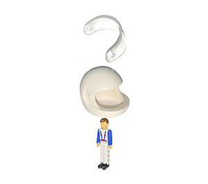 LEGO Man with White Top with Suspenders and White Helmet Technic Figure