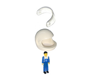 LEGO Man with White Top with Technic Logo and Helmet Technic Figure