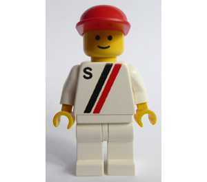 LEGO Man mit Weiß mit rot und Schwarz Stripe, rot Deckel Minifigur