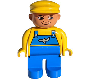 LEGO Man with Yellow Top with Blue Overalls Duplo Figure
