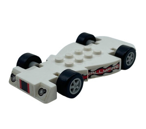 LEGO McDonald's Racers Chassis with Slicks and Medium Stone Grey Wheels with Rally Fire and Sponsors Sticker (85775)