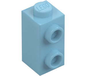 LEGO Medium Azure Kloss 1 x 1 x 1.6 med Två Sidknoppar (32952)