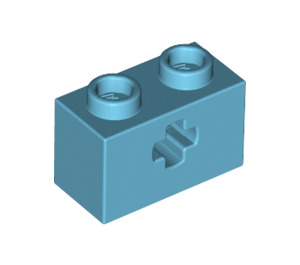 LEGO Medium azuurblauw Steen 1 x 2 met As Gat ('+' Opening en Bodembuis) (31493 / 32064)