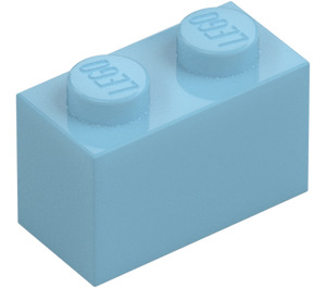 LEGO Medium asurblå Kloss 1 x 2 med bunnrør (3004 / 93792)