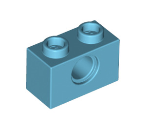 LEGO Mittleres Azure Backstein 1 x 2 mit Loch (3700)