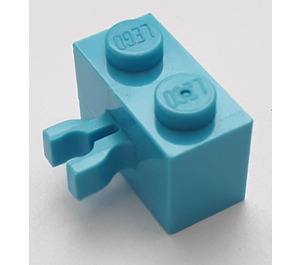 LEGO Mittleres Azure Backstein 1 x 2 mit Vertikale Clip (Lücke im Clip) (30237)