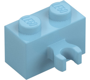 LEGO Medium Azure Brick 1 x 2 with Vertical Clip with Open 'O' Clip (42925 / 95820)