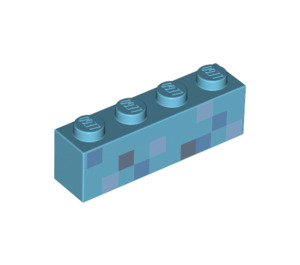 LEGO Medium Azure Brick 1 x 4 with Minecraft Pixel Squares (3010 / 39878)