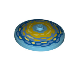 LEGO Medium Azure Dish 4 x 4 with Yellow and blue paint strokes (Solid Stud) (1908 / 3960)