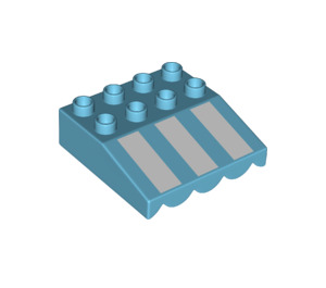 LEGO Azure moyen Duplo Awning avec blanc Rayures (Rayures courtes) (24992 / 36996)