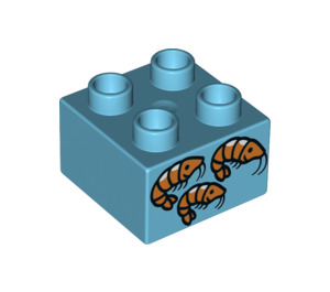 LEGO Medium Azure Duplo Brick 2 x 2 with shrimp (3437 / 24958)