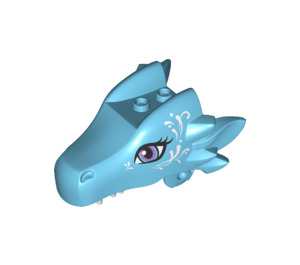 LEGO Mittleres Azure Elves Drachen Kopf mit Purple und Blau Eye (24196 / 25063)
